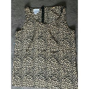 LINDAHUTTON Brown Black Leopard Print Silk Shell M